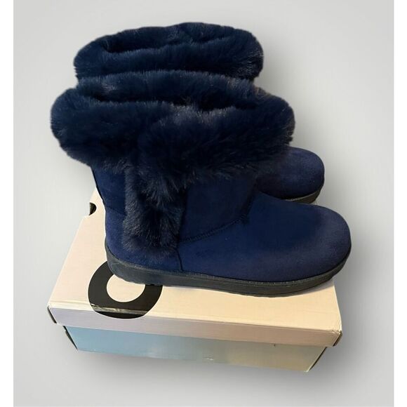 New with Box SO Women's Paulina Blue Faux Fur Winter Boot Size 8 - Picture 2 of 8